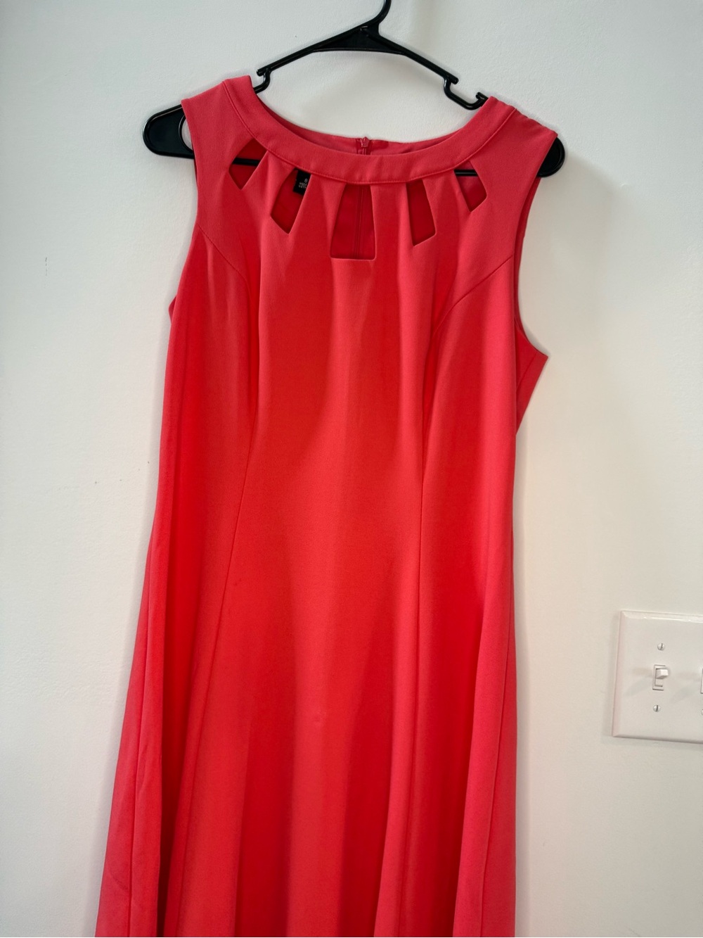 AGB Sleeveless Coral Cutout Neck A-Line Dress